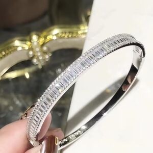 VVS1 11.5 Carat Total Weight Est* Baguette & Round Brilliant  Moissanite Bangle